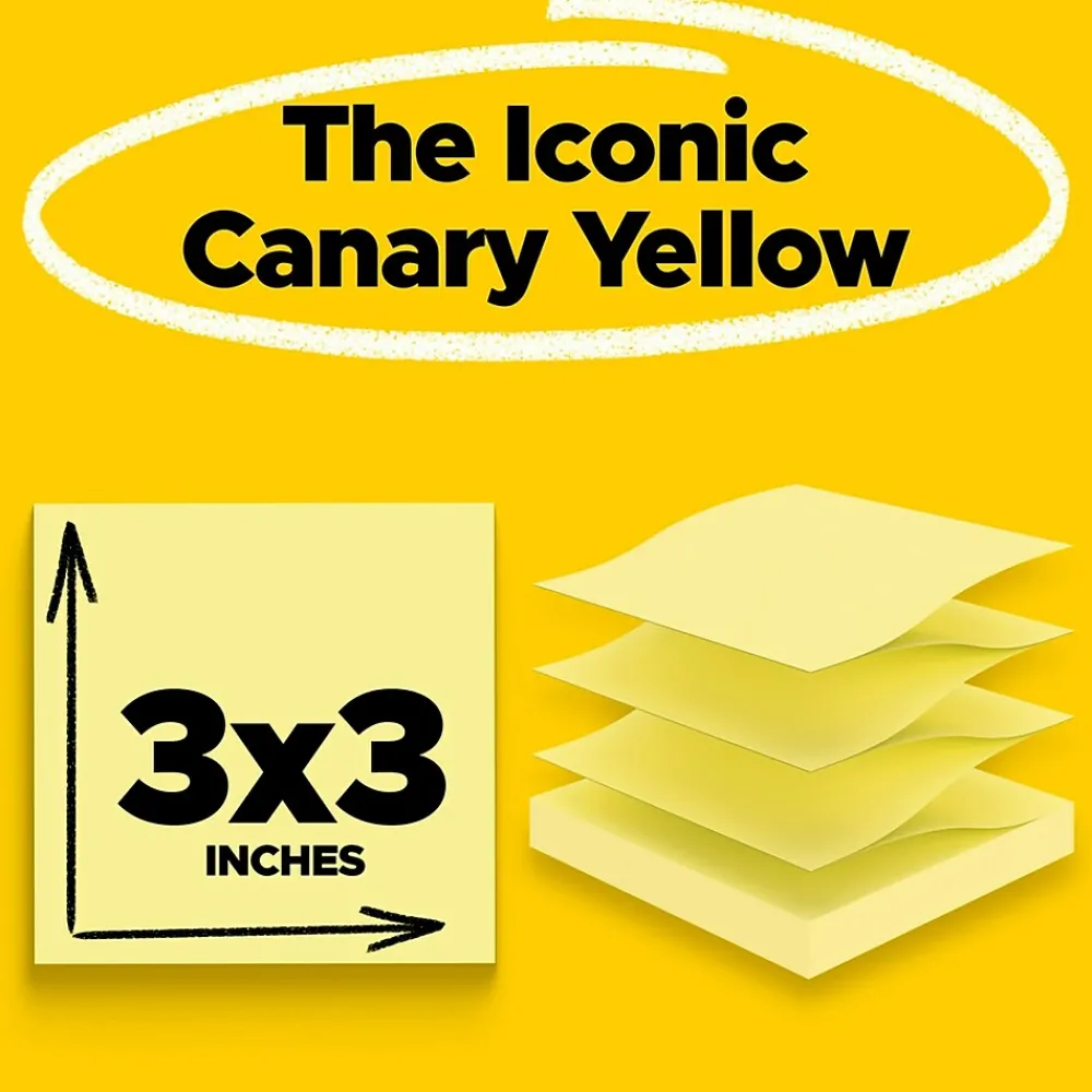 Sticky Notes*Post-it Super Sticky Pop-up Notes, 4" x 4", Canary Collection, Lined, 90 Sheet/Pad, 6 Pads/Pack (R440YWSS)