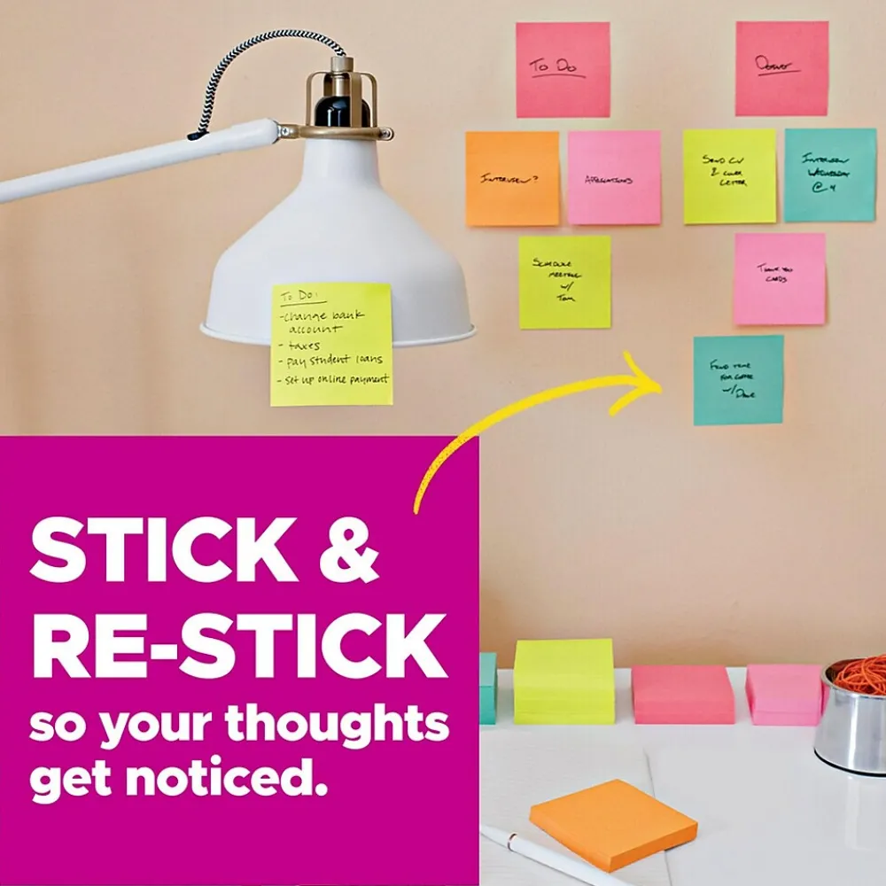 Post-It Notes*Post-it Super Sticky Pop-up Notes, 3" x 3", Energy Boost Collection, 90 Sheet/Pad, 10 Pads/Pack (R33010SSAU)