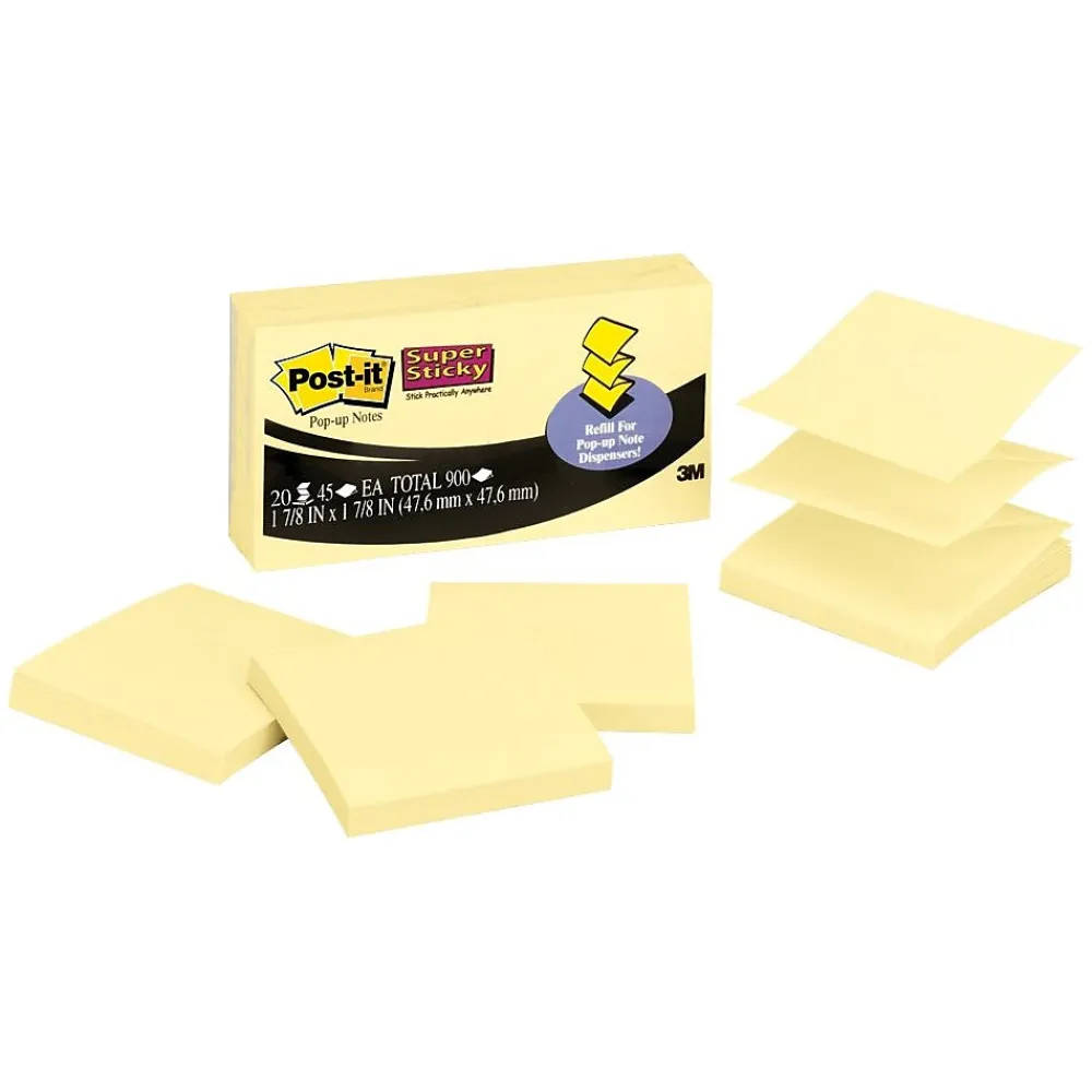 Post-It Notes*Post-it ® Super Sticky Refill Pop-up Notes, Canary Yellow, 2" x 2", 20/Pk