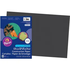 Construction Paper*Prang 12" x 18" Construction Paper, Black, 50 Sheets/Pack, 5 Packs (PAC6307-5)