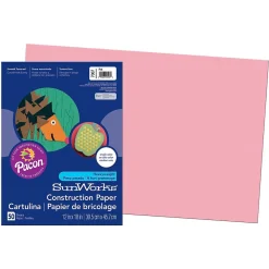 Construction Paper*Pacon Prang® Construction Paper, Pink, 12" x 18", 50 Sheets Per Pack, 5 Packs (PAC7007-5)