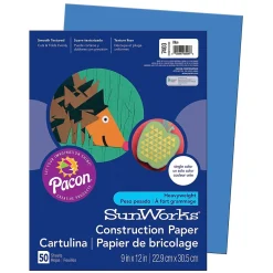 Construction Paper*Pacon Prang® Construction Paper, Blue, 9" x 12", 50 Sheets Per Pack, 10 Packs (PAC7403-10)