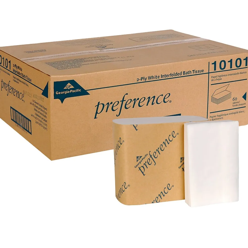 Preference 2-Ply Single Fold Interfold Toilet Paper, White, 400 Sheets/Pack, 60 Packs/Carton (10101)<Georgia-Pacific