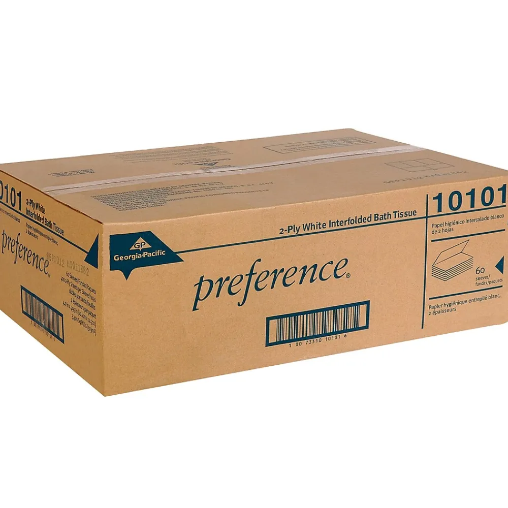 Preference 2-Ply Single Fold Interfold Toilet Paper, White, 400 Sheets/Pack, 60 Packs/Carton (10101)<Georgia-Pacific