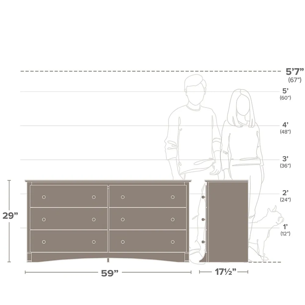 Storage Cabinets*Prepac 29" Monterey 6 Drawer Dresser, White (WDC-6330-K)