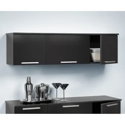 Shelving*Prepac ™ Coal Harbor Wall Mounted Hutch, 13"H x 47.25"W x 12"D, Black