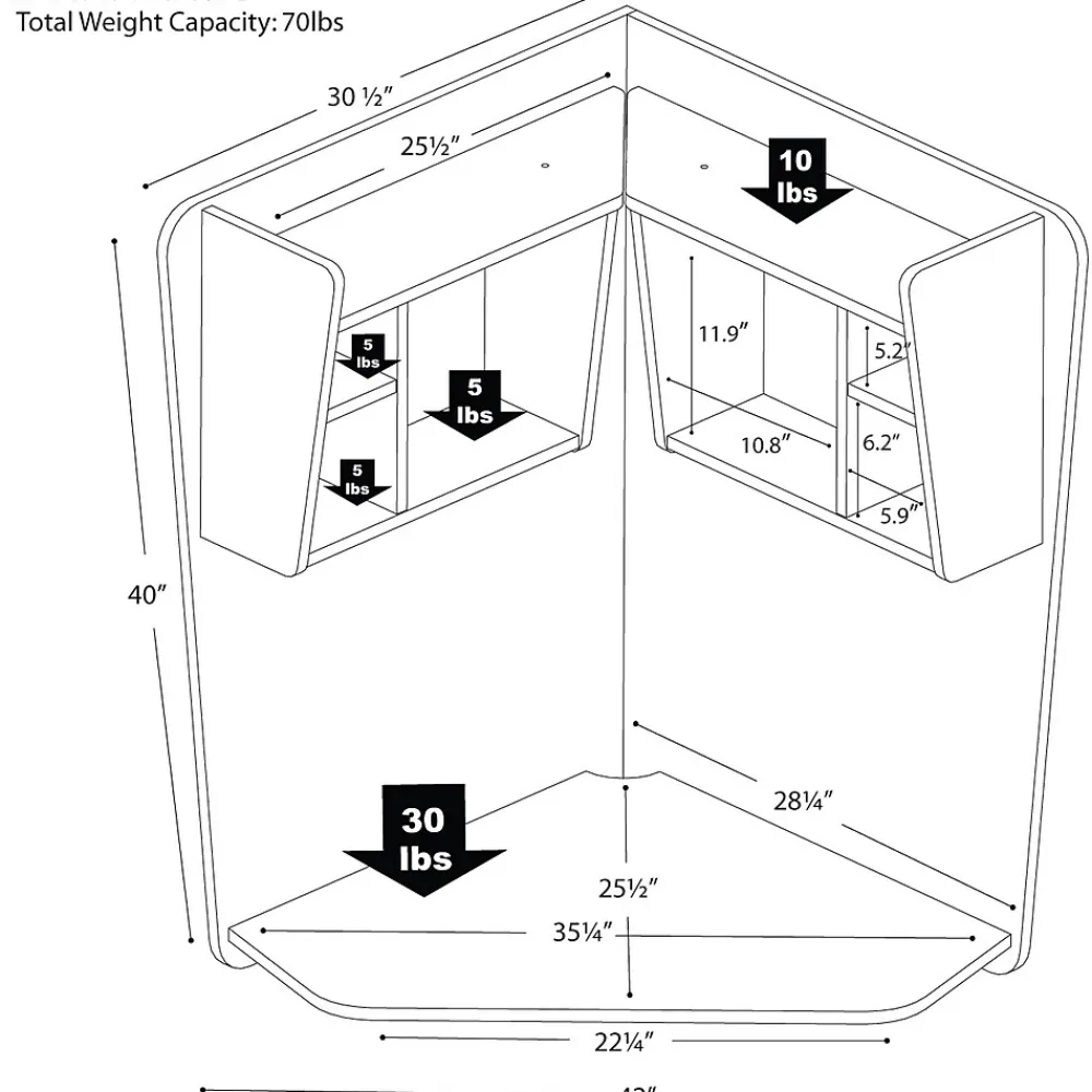 Corner Desks*Prepac Floating Corner Desk, Black (BEHW-0202-1)