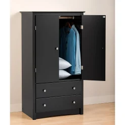 Storage Cabinets*Prepac ™ Sonoma Composite Wood 2 Drawer Armoire, Black