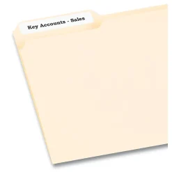 Labels|Pres-a-ply Laser/Inkjet File Folder Labels, 2/3" x 3-7/16", White, 1,500 Labels/Box (30632)