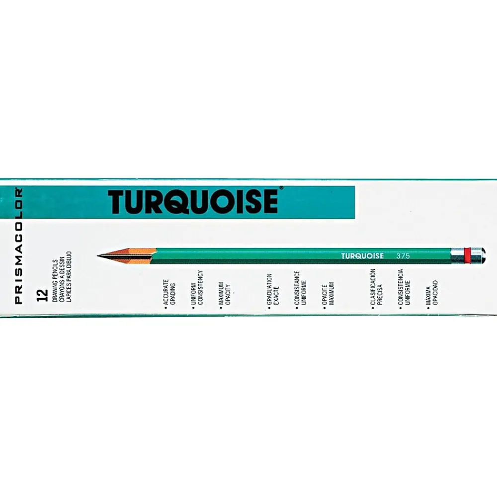 Pencils|Prismacolor ® Drawing Pencil, 4B, 2 mm Dia, Turquoise Barrel, 12/Pack