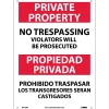 National Marker Private Property No Trespassing Violators Will Be Prosecuted, Bilingual, 14X10, Rigid Plastic