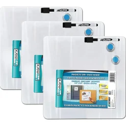 Dry Erase*Promarx ® Magnetic Dry-Erase Board with Dry-Erase Marker & Two Magnets, 11.5" x 11.5", 3 Sets (KITDE16WDSU0112-3)
