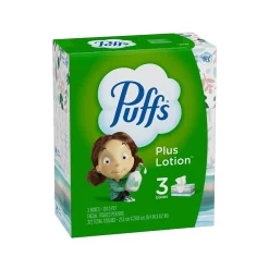 Plus Lotion Facial Tissue, 2-ply, 124 Tissues/Box, 3 Boxes/Pack (39363)<Puffs Outlet