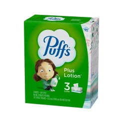 Plus Lotion Facial Tissue, 2-ply, 124 Tissues/Box, 3 Boxes/Pack (39363)<Puffs Outlet