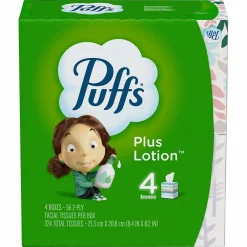 Plus Lotion Facial Tissue, 2-ply, 56 Tissues/Box, 24 Boxes/Carton (34899)<Puffs New