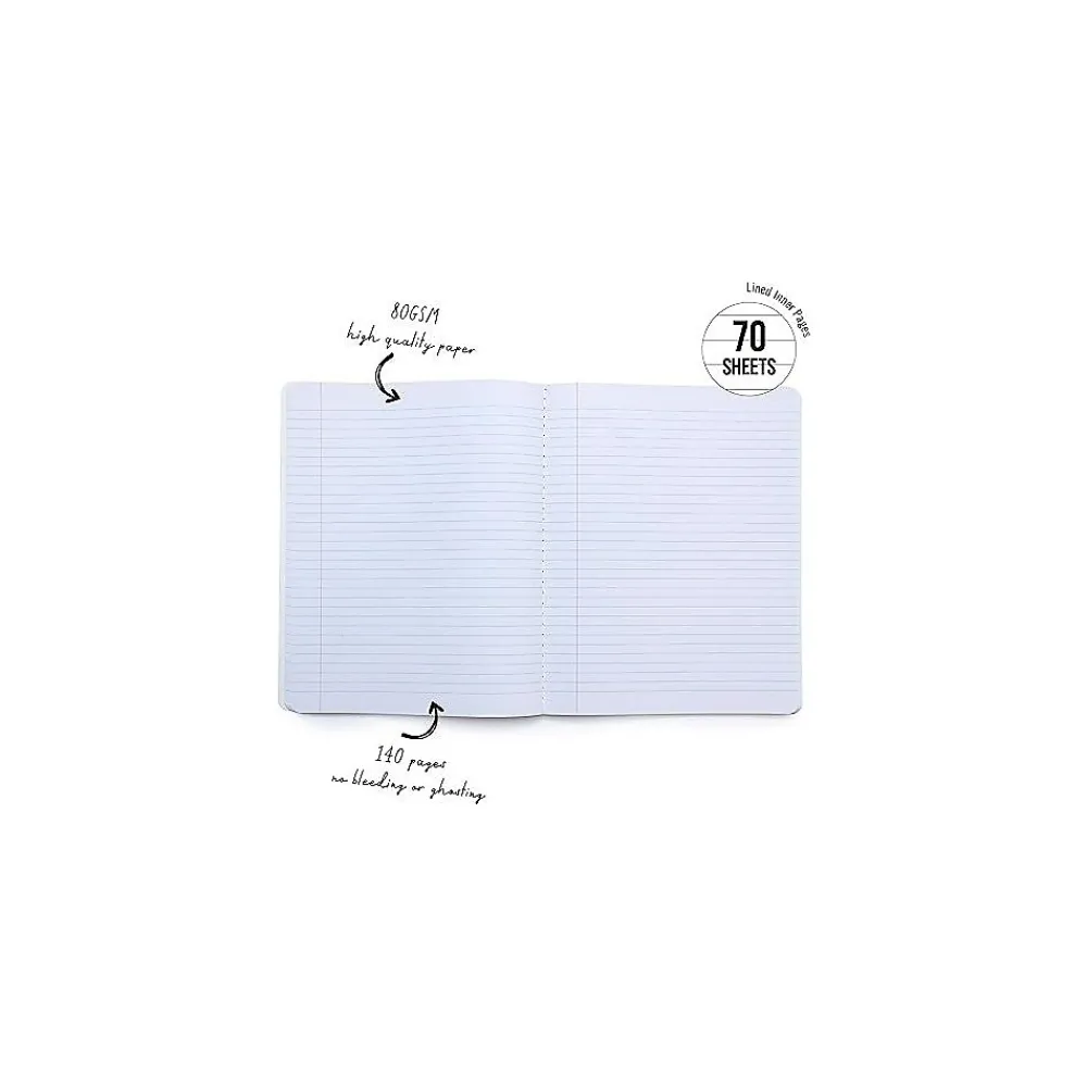 Composition Notebooks|Pukka Pad Glee Composition Notebooks, 7.5" x 9.75", College Ruled, 70 Sheets, Green, 3/Pack (8871-GLE)