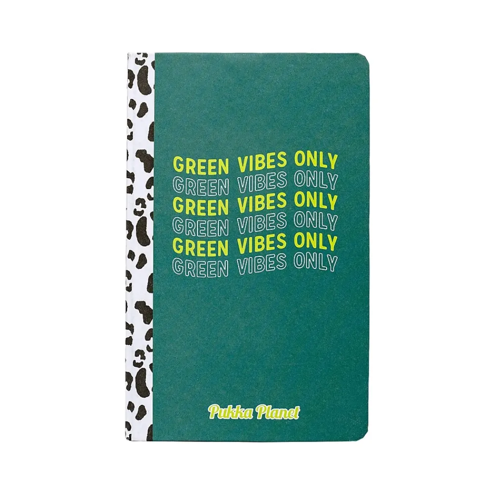 Composition Notebooks|Pukka Pad Green Vibes Only Notebook, 5.28" x 8.46", Wide-Ruled, 96 Sheets, Green (9704-SPP)