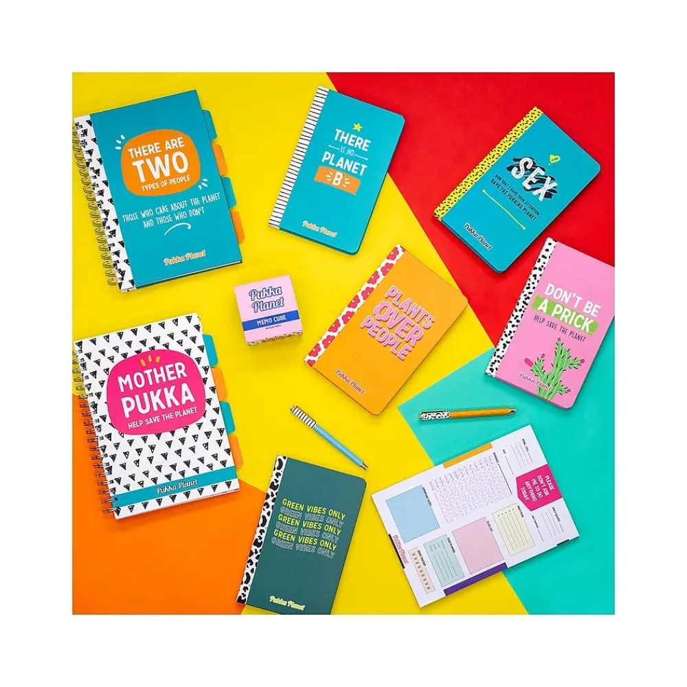 Composition Notebooks|Pukka Pad Green Vibes Only Notebook, 5.28" x 8.46", Wide-Ruled, 96 Sheets, Green (9704-SPP)