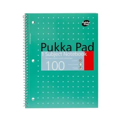 Subject Notebooks|Pukka Pad Metallic 1-Subject Notebooks, 8" x 10.5", College Ruled, 100 Sheets, Green, 3/Pack (8795-MET)