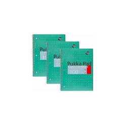 Subject Notebooks|Pukka Pad Metallic 1-Subject Notebooks, 8" x 10.5", College Ruled, 100 Sheets, Green, 3/Pack (8795-MET)