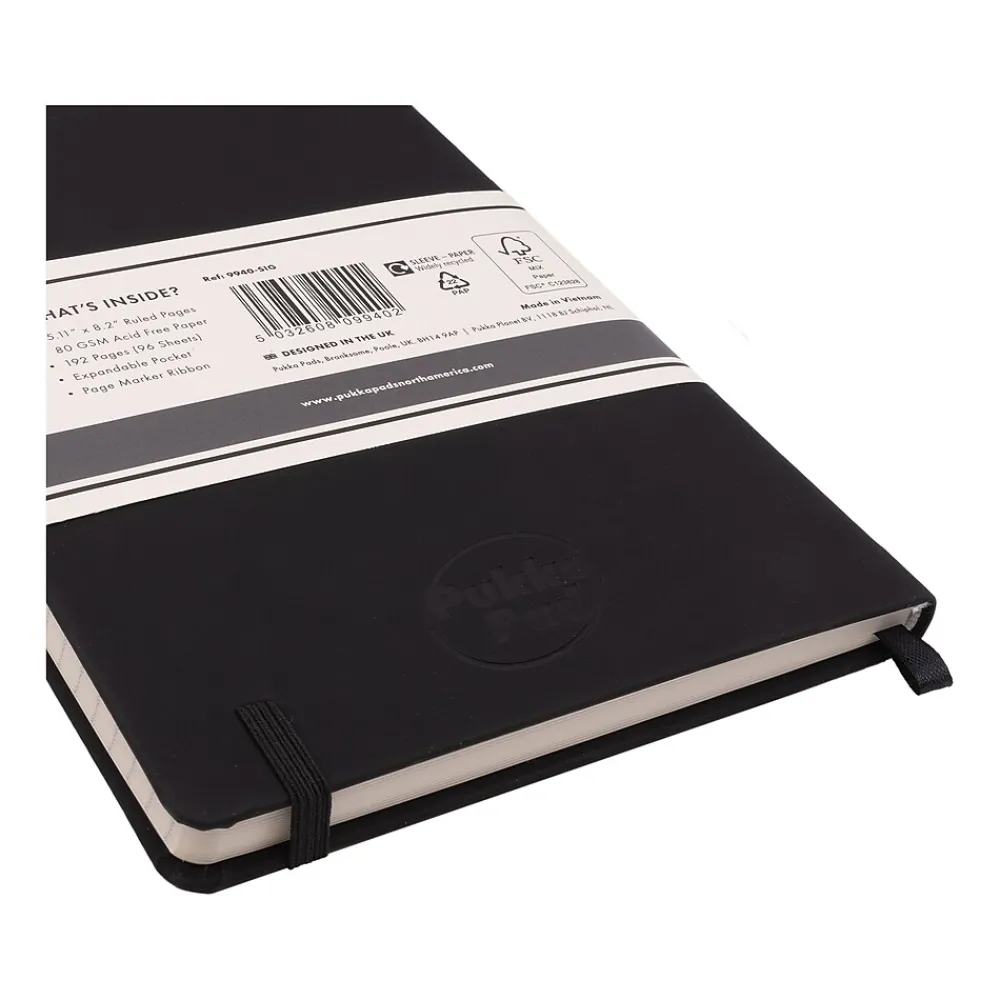 Notebooks|Pukka Pad Professional Notebook, 5.11" x 8.2", College-Ruled, 96 Sheets, Black, 3/Pack (9940-SIG(3))
