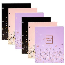 Pocket Folders|Pukka Pad Rochelle & Jess 3-Hole Punched 2-Pocket Portfolio Folders, Assorted Colors, 6/Pack (9108-ROC)