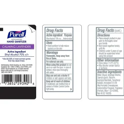 70% Alcohol Gel Hand Sanitizer, Calming Lavender Scent, 2 fl. oz., 24/Pack (3905-24-CMR)<Purell