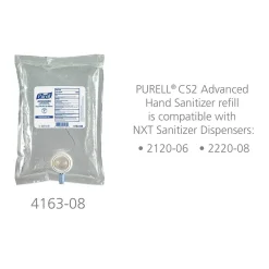 Advanced 70% Alcohol Gel Hand Sanitizer Refill for CS2 and NXT Dispensing Systems, 1000mL, 8/Carton (4163-08)<Purell