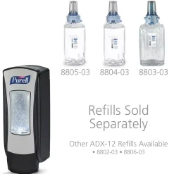 ADX12 Wall Mounted Hand Sanitizer Dispenser, Black/Brushed Chrome (8828-06)<Purell Outlet
