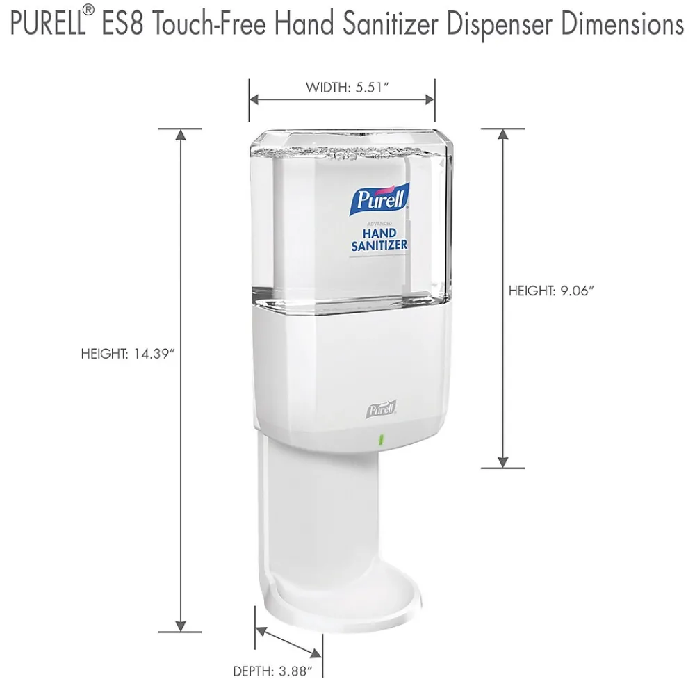 ES8 Automatic Wall Mounted Hand Sanitizer Dispenser, White (7720-01)<Purell Best