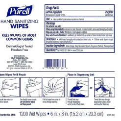 Hand Sanitizing Wipes Refill, 1200/Wipes, 2/Pack (9118-02)<Purell