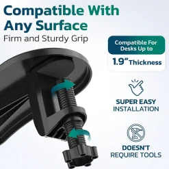 Sale Purely E5620 Ergonomic Arm Rest/Elbow Support for Desk, 180° Adjustable Computer Desk Support Extender, Black (PARE5620)