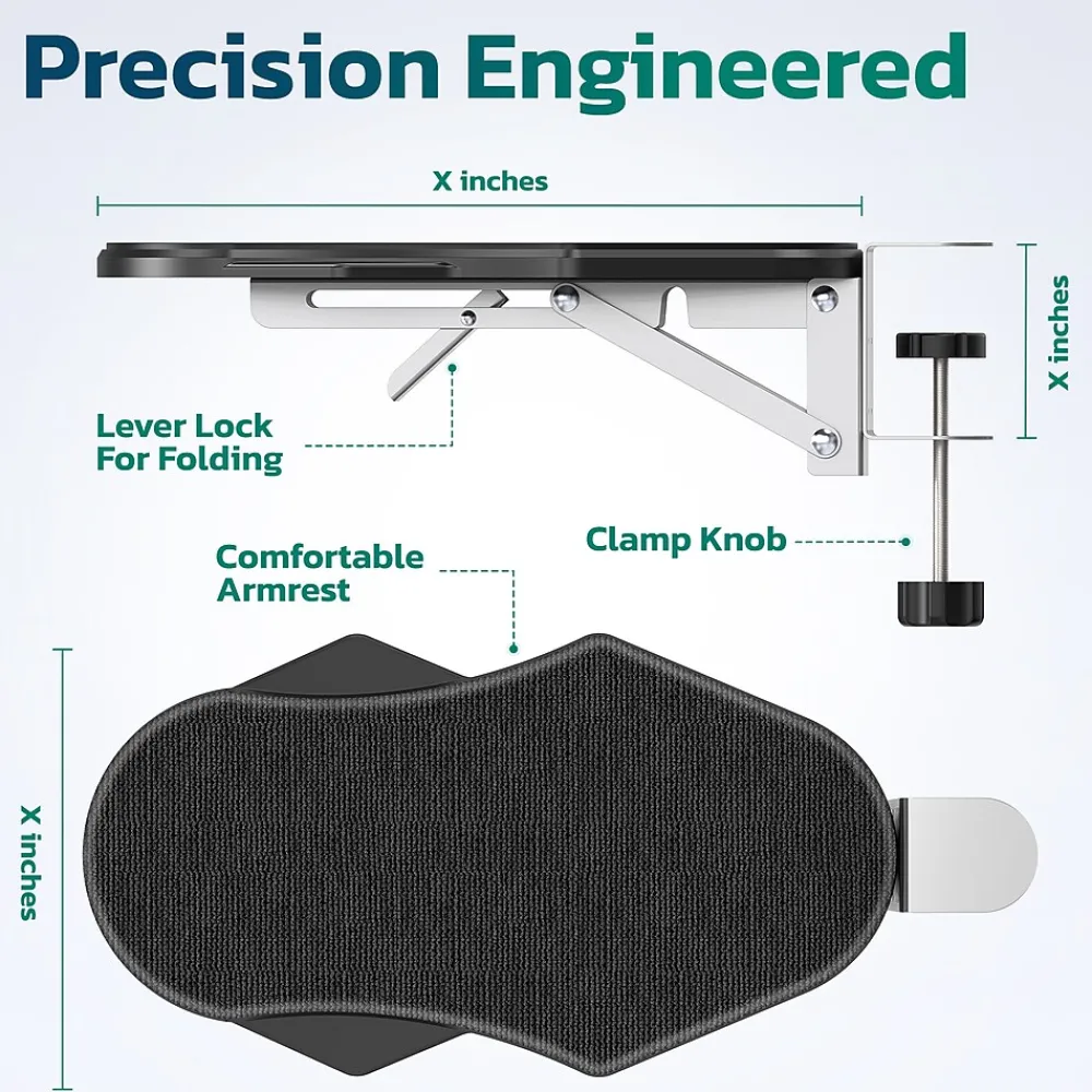 Sale Purely E5720 Ergonomic Arm/Elbow Support Rest for Desk, Computer Desk Arm Extender, Black (PARE5720)