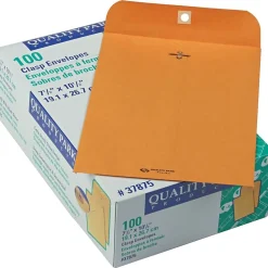 Outlet Quality Park Clasp & Moistenable Glue Kraft Catalog Envelope, 10 1/2" x 7 1/2", Brown, 100/Box (37875)