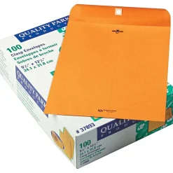 Quality Park Clasp Kraft Catalog Envelope, 9 1/2" x 12 1/2", Brown, 100/Box (37893)