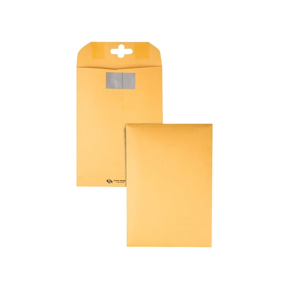 New Quality Park ClearClasp Redi-Tac Kraft Catalog Envelopes, 6" x 9", Brown Kraft, 100/Box (QUA43468)