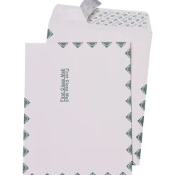 Sale Quality Park First Class Redi-Strip Redi-Seal Catalog Envelope, 10" x 13", White/Green Border, 100/Box (44786)