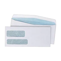 Clearance Quality Park Gummed Security Tinted #9 Double Window Envelopes, 3 7/8" x 8 7/8", White Wove, 500/Box (QUA24524)