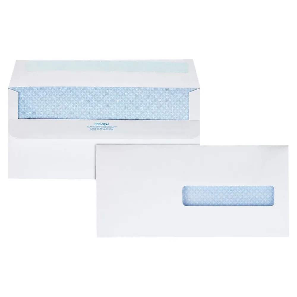 Online Quality Park Redi-Seal Security Tinted Window Envelope, 4 1/2" x 9 1/2", Woven White, 500/Box (21438)