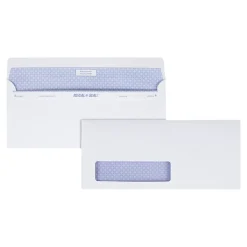 Outlet Quality Park Reveal-N-Seal Security Tinted #10 Window Envelope, 4 1/8" x 9 1/2", White Wove, 500/Box (67418)