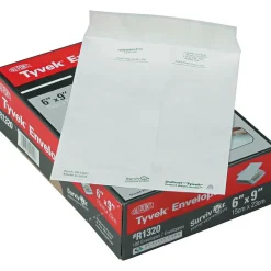 Sale Quality Park Tyvek Self-Adhesive Envelope, #55, 14-lb., White, 6" x 9", 100/Bx