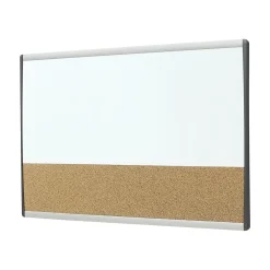 Bulletin*Quartet Arc Cubicle Cork & Dry Erase Whiteboard, Aluminum Frame, 2.5' x 1.5' (ARCCB3018)