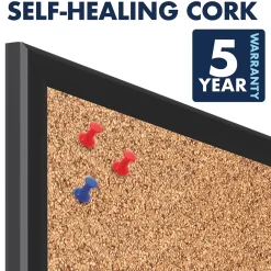 Bulletin*Quartet Classic Cork Bulletin Board, Black Frame, 2'W x 1.5'H (2301B)