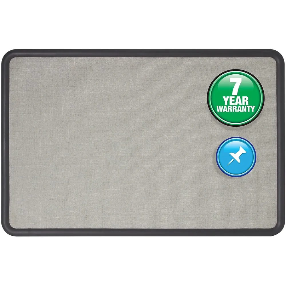 Bulletin*Quartet Contour Fabric Bulletin Board, Black Frame, 3'H x 4'W (7694G)