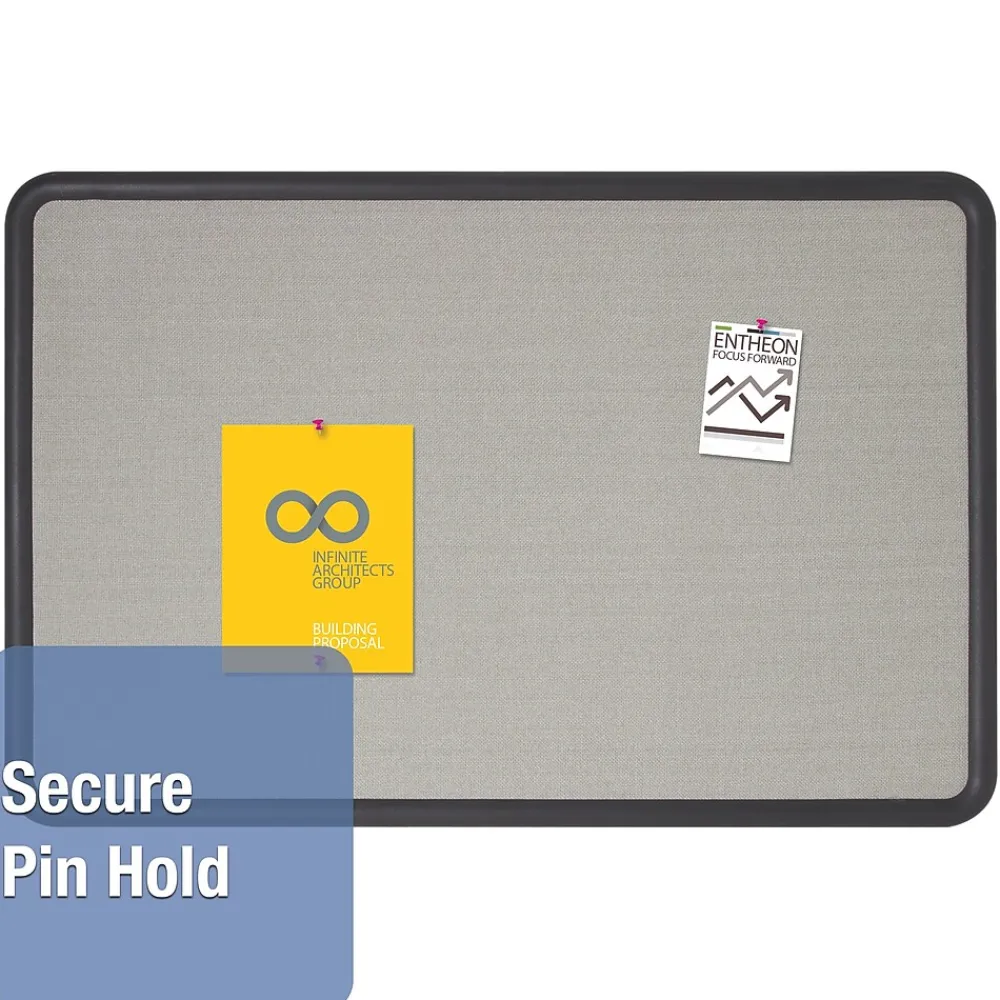 Bulletin*Quartet Contour Fabric Bulletin Board, Black Frame, 3'H x 4'W (7694G)