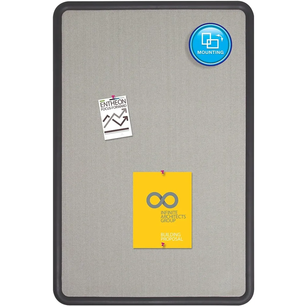 Bulletin*Quartet Contour Fabric Bulletin Board, Black Frame, 3'H x 4'W (7694G)