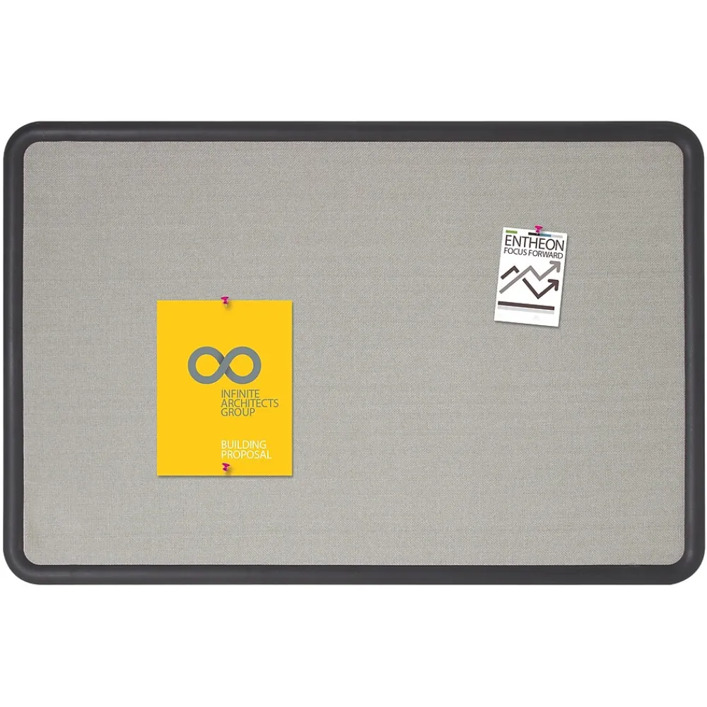 Bulletin*Quartet Contour Fabric Bulletin Board, Black Frame, 3'H x 4'W (7694G)