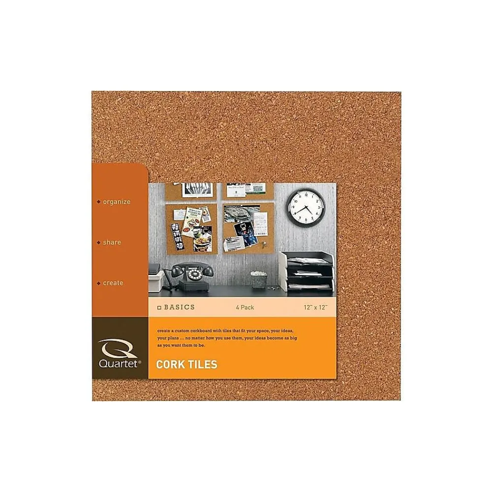 Bulletin*Quartet Cork Bulletin Boards, Frameless, 1'H x 1'W (102)