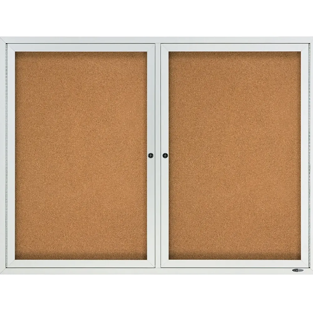 Bulletin*Quartet Cork Enclosed Board, Aluminum Frame, 3'H x 4'W (2364)