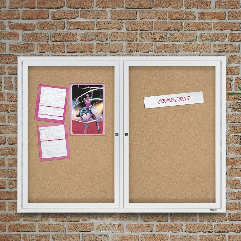 Bulletin*Quartet Cork Enclosed Board, Aluminum Frame, 3'H x 4'W (2364)